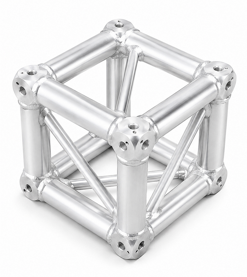 6-Way Aluminum Truss Cube Connector | Spigot Multi-Direction Junction Block for Square Box Stage Lighting Truss