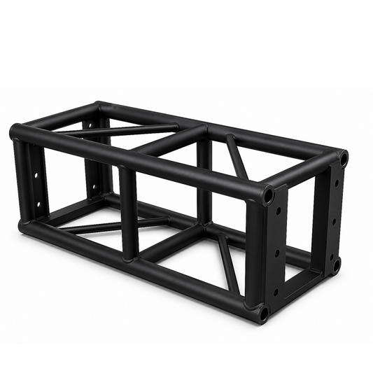 Matte Black 4-Chord Square Aluminum Box Truss | Powder Coated Bolt Plate Stage Lighting Truss for Concert, DJ & Wedding