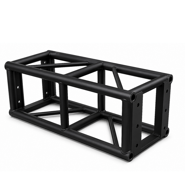 Matte Black 4-Chord Square Aluminum Box Truss | Powder Coated Bolt Plate Stage Lighting Truss for Concert, DJ & Wedding