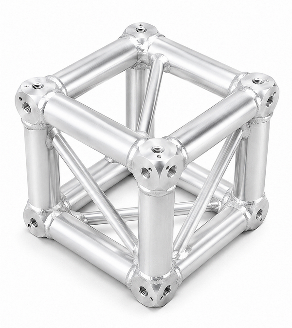 6-Way Aluminum Truss Cube Connector | Spigot Multi-Direction Junction Block for Square Box Stage Lighting Truss