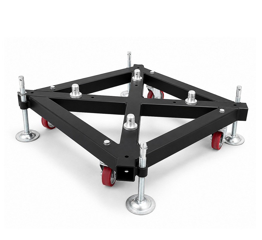 Triangular Truss Base with Casters & Leveling Feet | Mobile Stage Lighting Truss Dolly Stand for Concert, Wedding & Exhibition