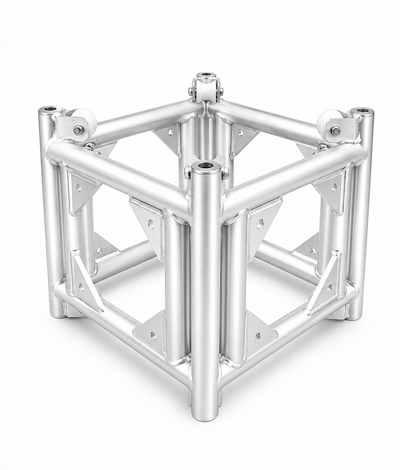 6-Way Aluminum Truss Cube Connector | Guide Roller Multi-Direction Junction Block for Square Box Stage Lighting Truss