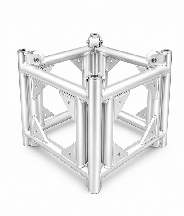 6-Way Aluminum Truss Cube Connector | Guide Roller Multi-Direction Junction Block for Square Box Stage Lighting Truss